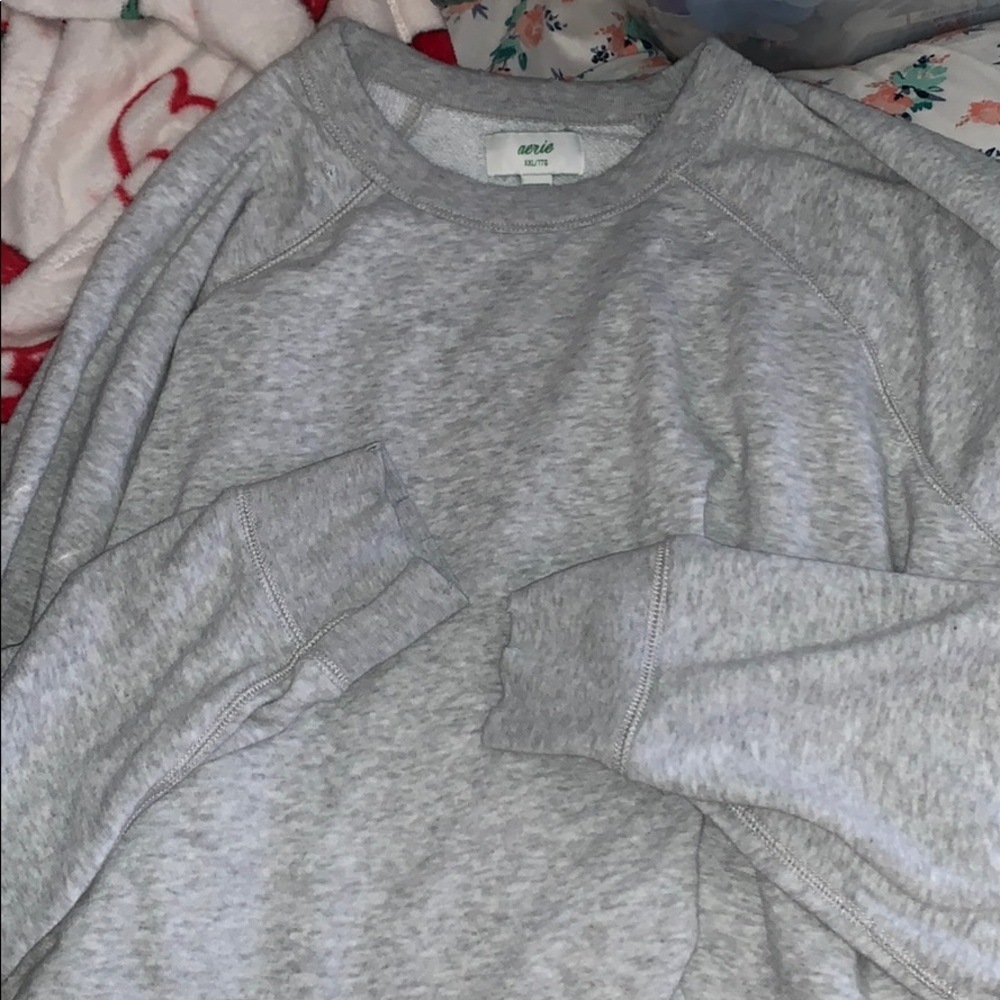 Aerie Cropped Distressed Sweatshirt